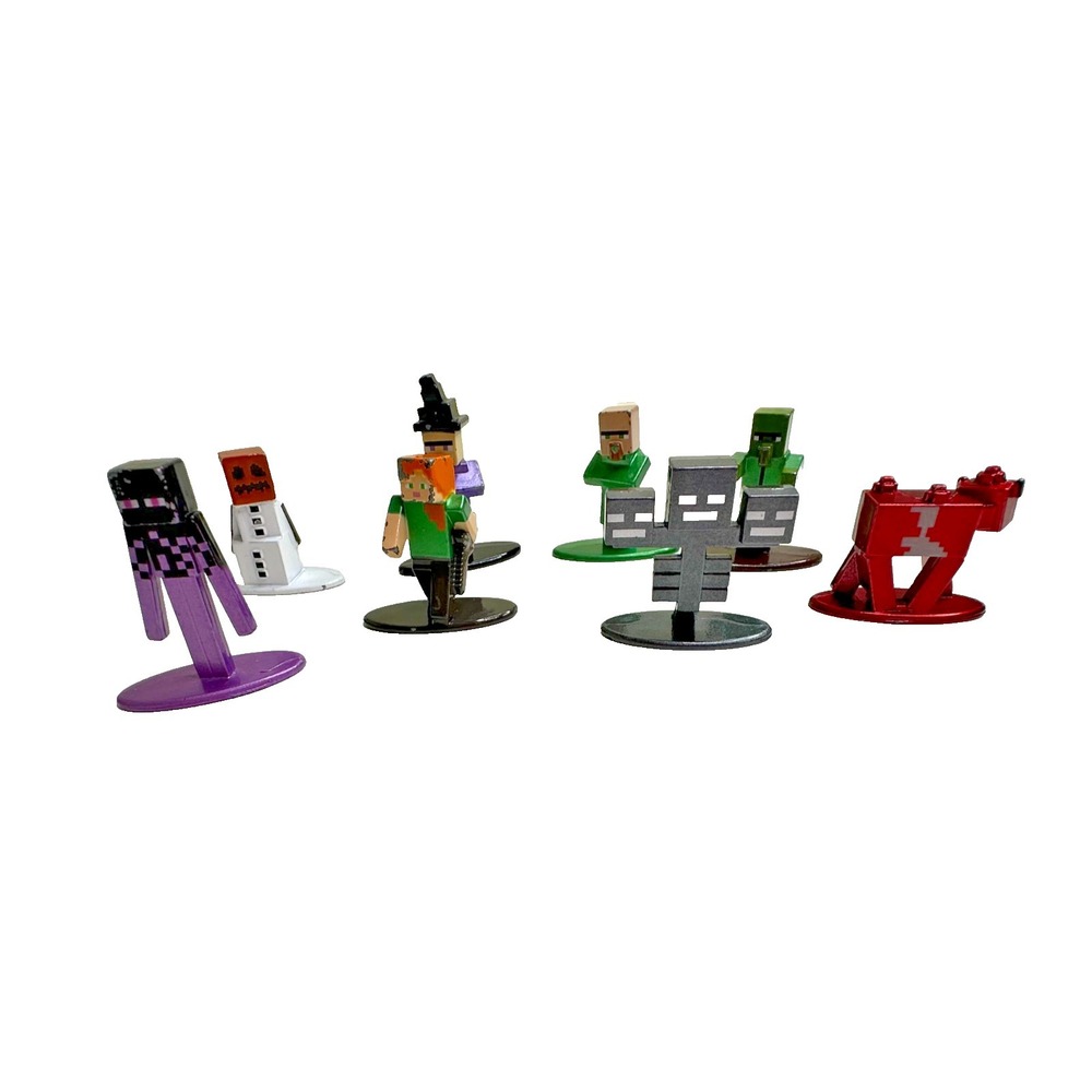 Minecraft Nano Metalfigs Mojang  Jada Toys Set of 8 Painted Diecast Used